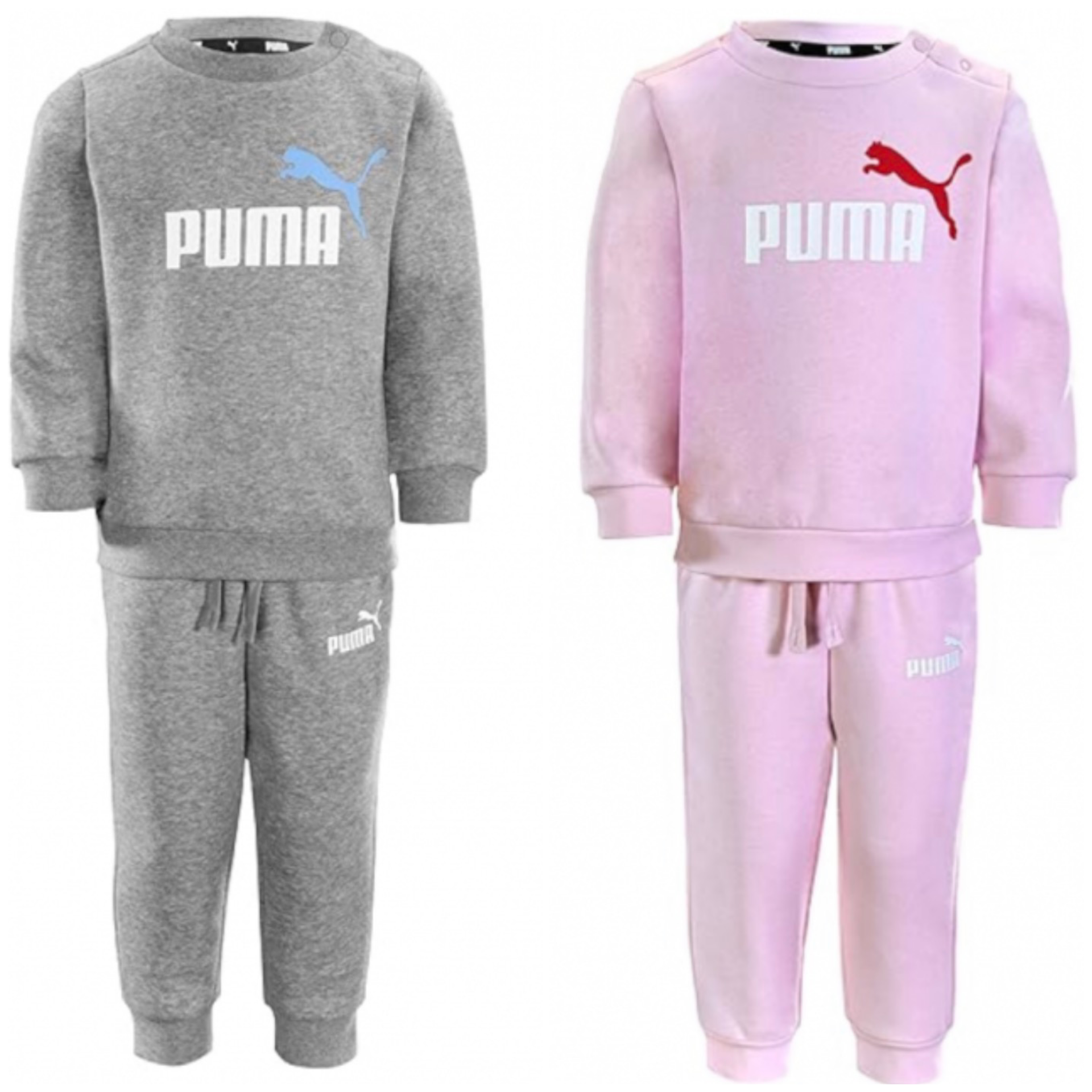 PUMA MINI CATS KIDS TRACKSUIT SET – BOYS GREY/BLUE & GIRLS PINK/WHITE