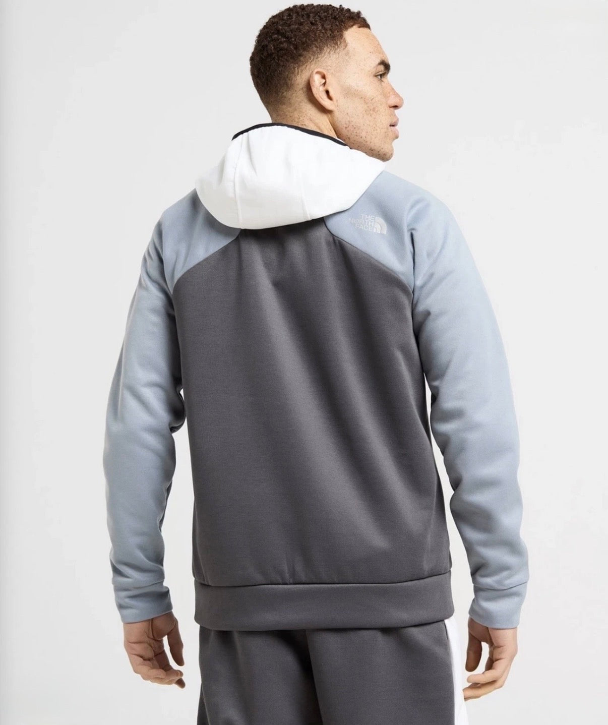 The North Face Men’s Tek Fleece Full-Zip Hoodie – Grey/White