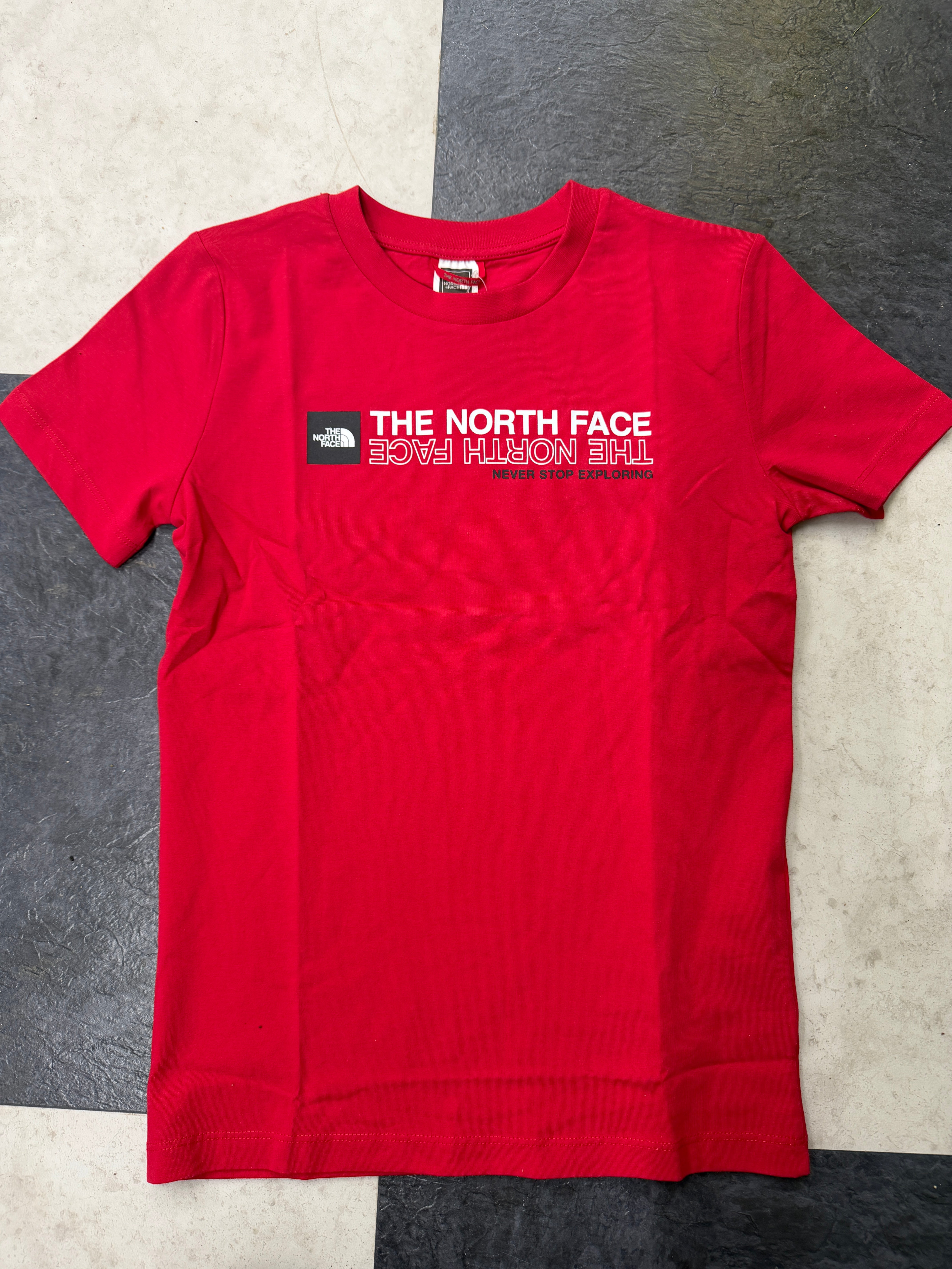 The North Face Youth Red Upside-Down Logo Graphic Tee